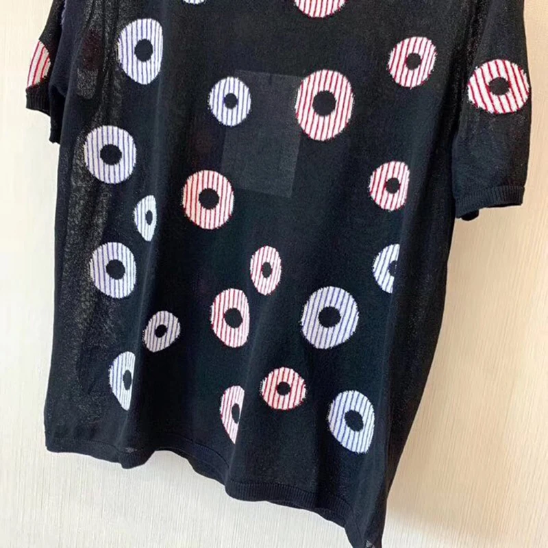 cou De Hauts En Mode 2019 Noir Qualité Imprimé O Cachemire Femmes T shirt Supérieure Bureau Blanc Lady Rwpq041Z