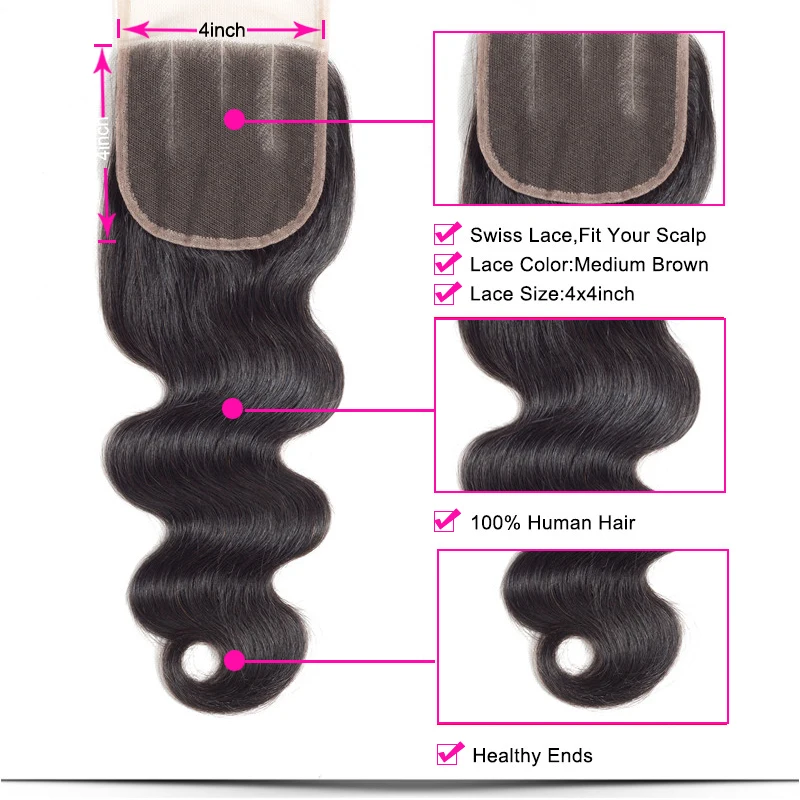 Funky Girl бразильские пучки волнистых волос с закрытием 3/4 пучков не Реми человеческие волосы плетение пучки с закрытием шнурка