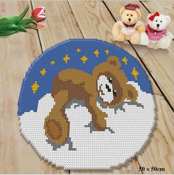 

Latch Hook Rug Kits Unfinished Crocheting Tapestry 5D Yarn Needlework Cushion Set for Embroidery Carpet Sleeping Dog Home Decor
