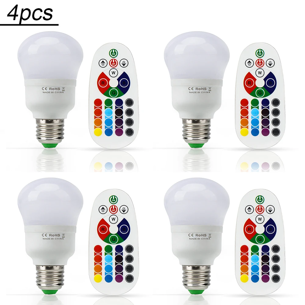 4pcs 2pcs 85 265V E27 LED bulb 12 Color RGB Magic Night Light Lamp Hot