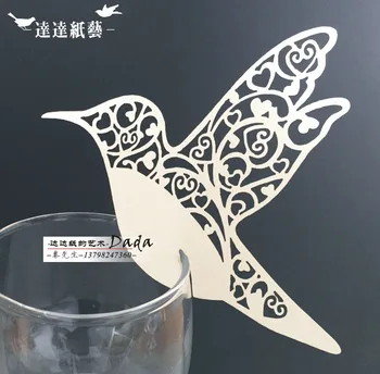 

5000pcs Souveris Wedding Table Place Paper Cards Ivory Laser Cut Bird With hearts for Party Wedding Favors and Gifts Decoration
