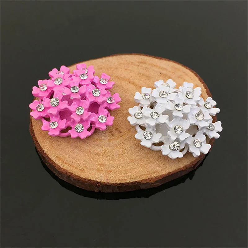 26mm Fashion Alloy Crystal Rhinestone Flowers Connectors Charm For