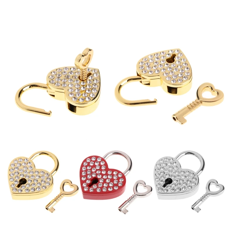 

10Styles New Diamonds Heart Shape Vintage Old Antique Style Mini Archaize Padlocks Key Lock with key