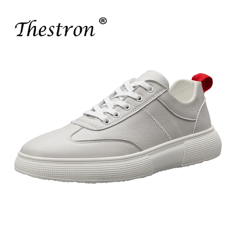 

Thestron Geniune Leather Casual Shoes Anti Slip Men Slip On Handmade Walking Footwears White Black Shoe for Men Fashion Sneakers