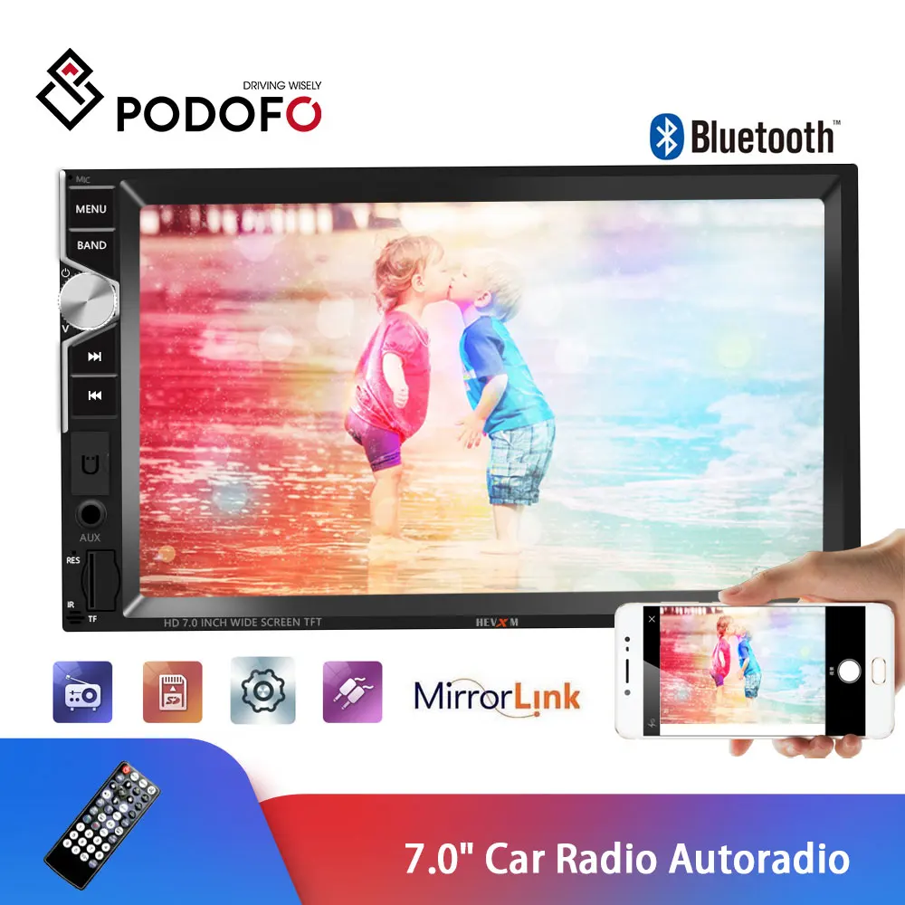 

Podofo 2 Din Car Radio Cassette Player Autoradio 7" Car Multimedia Player MP5 Bluetooth Mirror Link AUX 2din Cassette Recorder
