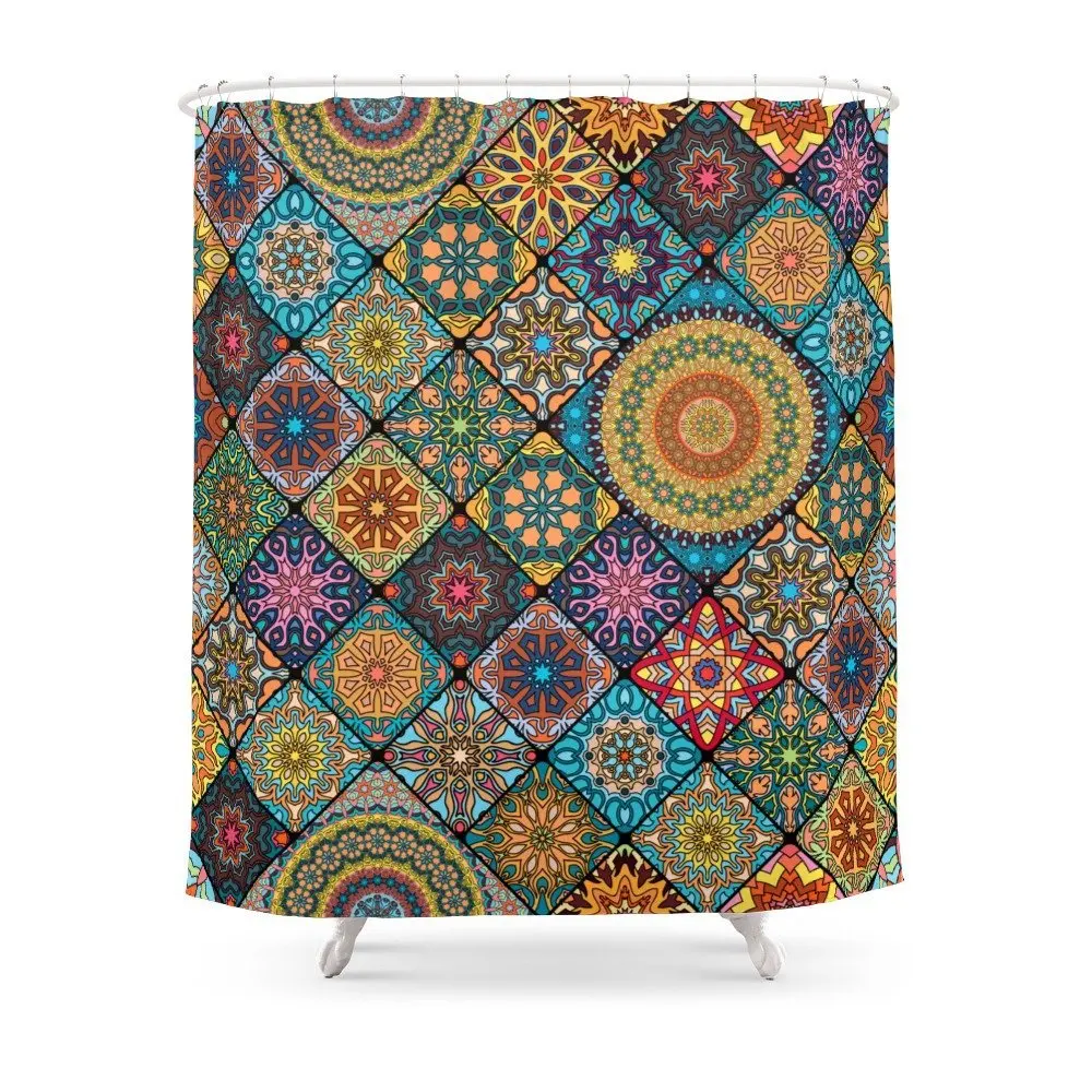 

Vintage Patchwork With Floral Mandala Elements Shower Curtain