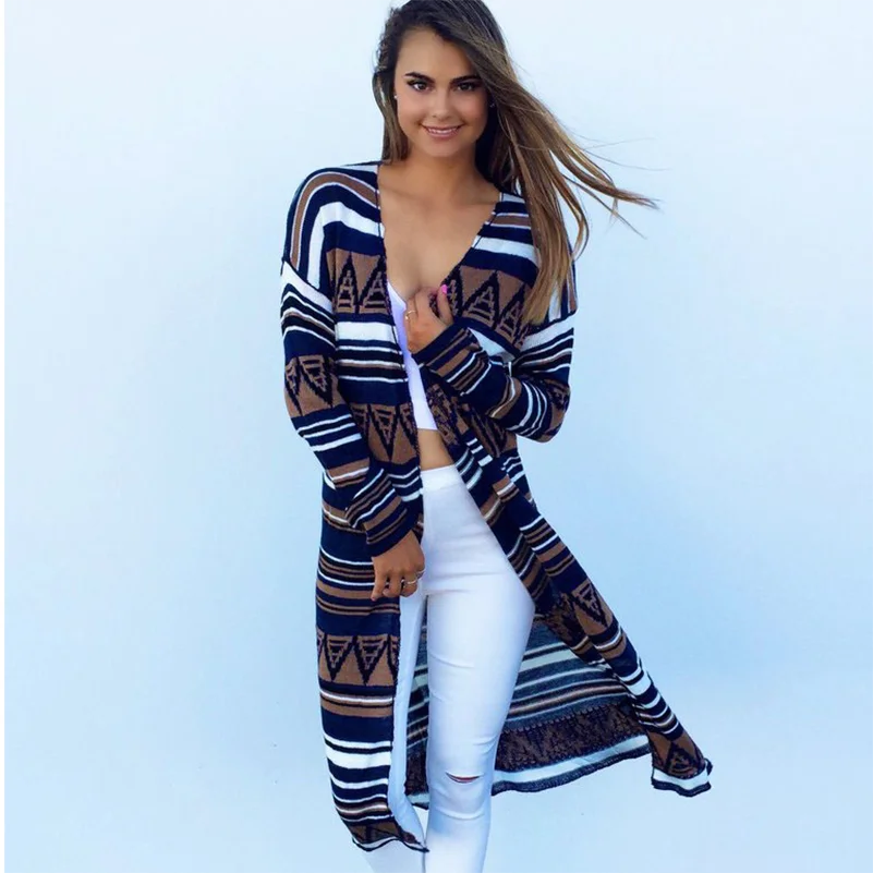 

Geometric Print Women Kimono Cardigan Plus Size Loose Long Blouses Sexy Casual Cotton Autumn Outwears Female Harajuku Tops 2018
