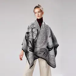 2019 Брендовые женские пончо и накидки кашемировый шарф толстый теплый зимний шарф одеяло вязаный женский пашмины палантины