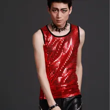 Для мужчин красный блестка тонкий жилет nightbar певица Мода для выступления костюмы