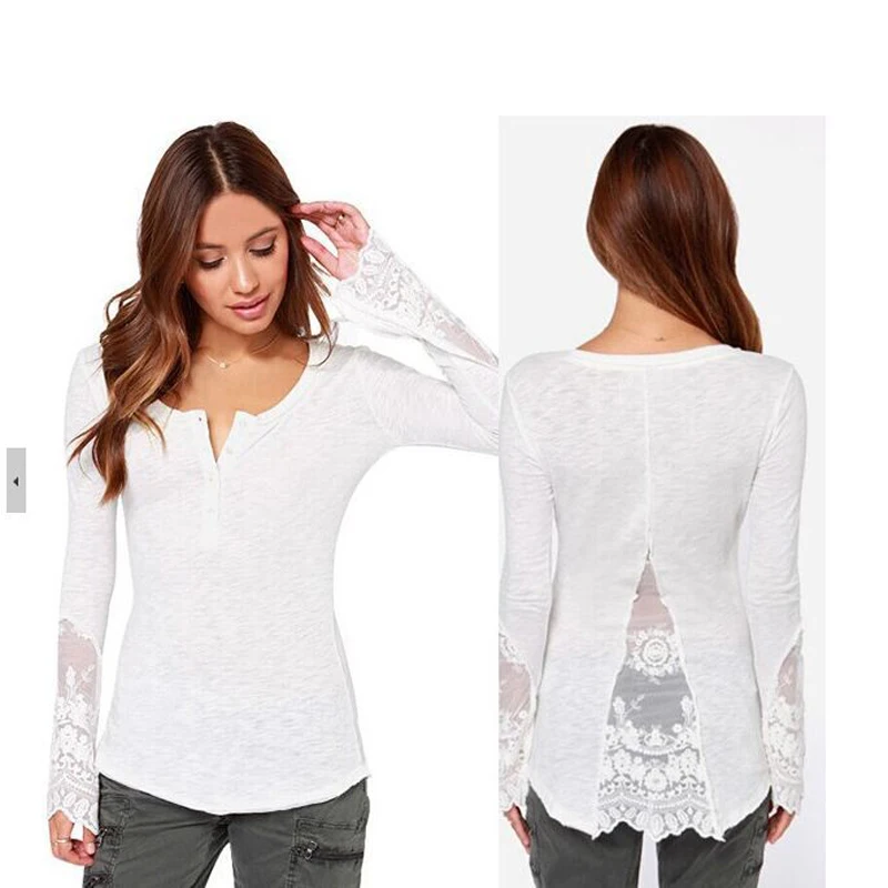 polera blanca manga larga mujer
