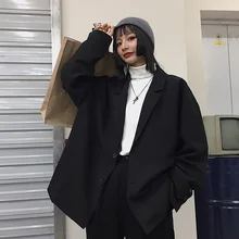 Женский костюм Harajuku, куртка, Корейская версия, простой однотонный пиджак, костюм, Повседневный, свободный, унисекс, весенний, универсальный стиль, Ins