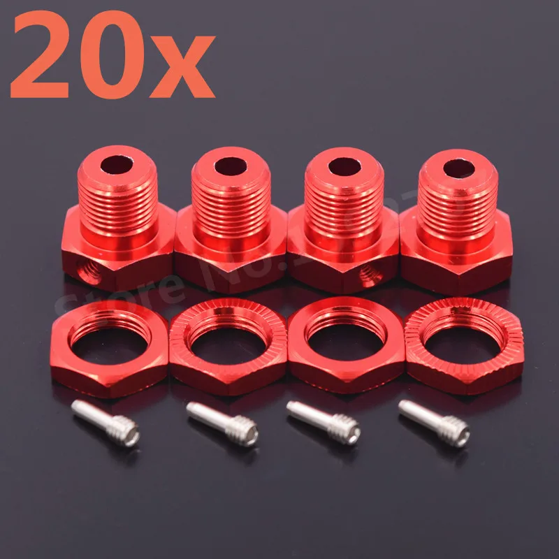 20 Pieces RC Car Upgrade Aluminum Alloy Wheel Hex Hub 17mm Tire Adapter