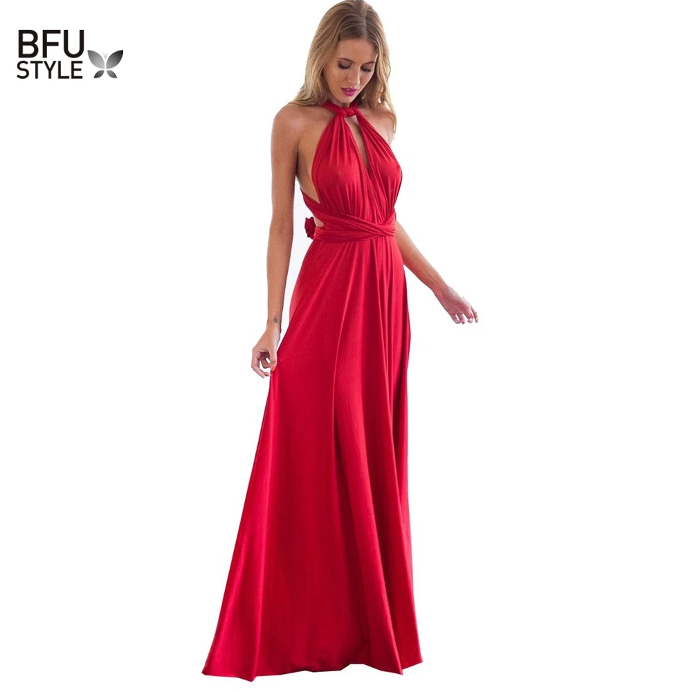 Sexy Women Boho Maxi Club Dress Red Bandage Long Dress Party Multiway Bridesmaids Convertible Infinity Robe