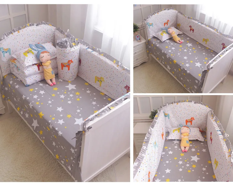 Дропшиппинг 6 шт. хлопок детские кроватки Защитные подушки, постельные принадлежности для малышей с мультяшным принтом постельного белья безопасности забор для детей постельное белье для новорожденных бампер