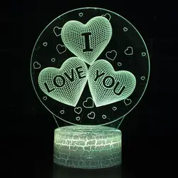 Сердце любовь 3D светодио дный ночник Java лампы для дома 7 цветов Light Touch Ночь номер Декор творческий лампа украшения Maison