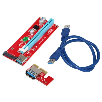

100pcs VER007S PCI-E 1X to16X Riser Card Extender PCI Express Adapter USB Cable 15Pin SATA Power Supply for Bitcoin Mining Miner