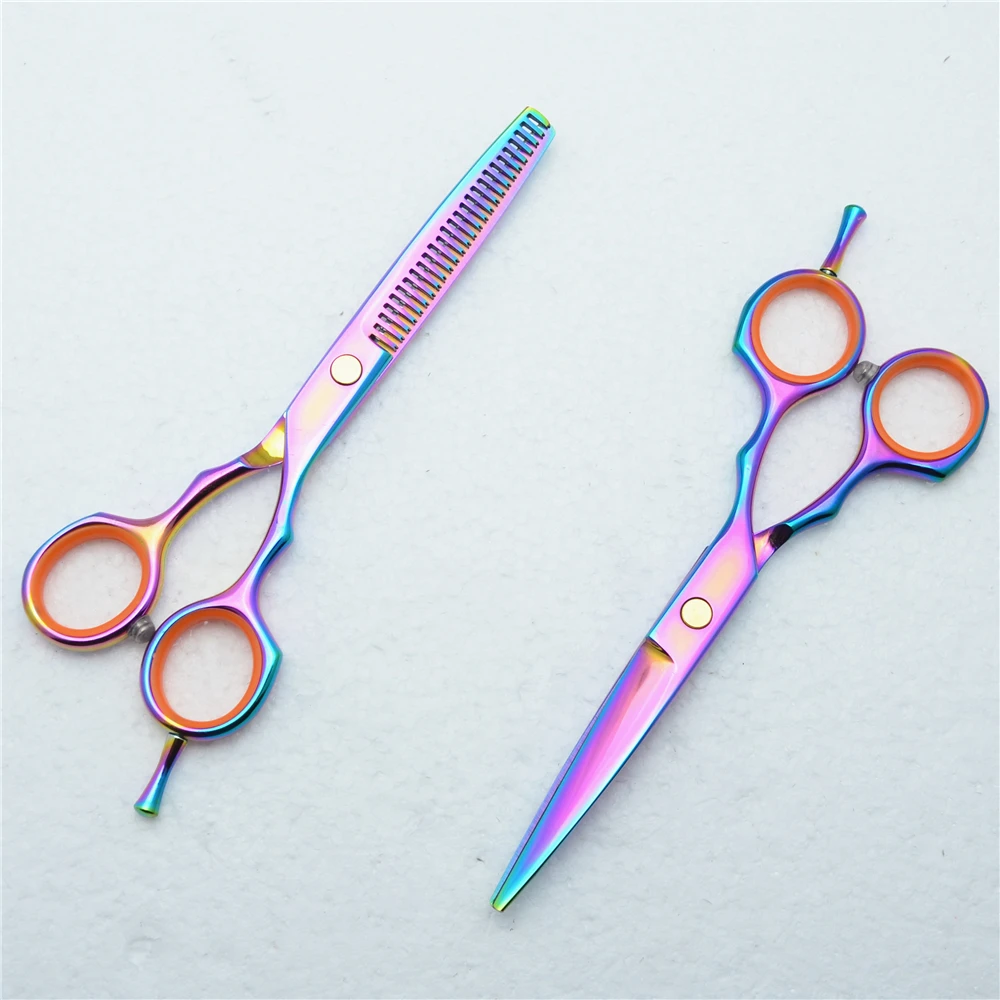 

1004C 5.5'' 16cm Customized Logo Purple Color Hairdressing Scissors Cutting Scissors Thinning Shears professional Hair Scissors