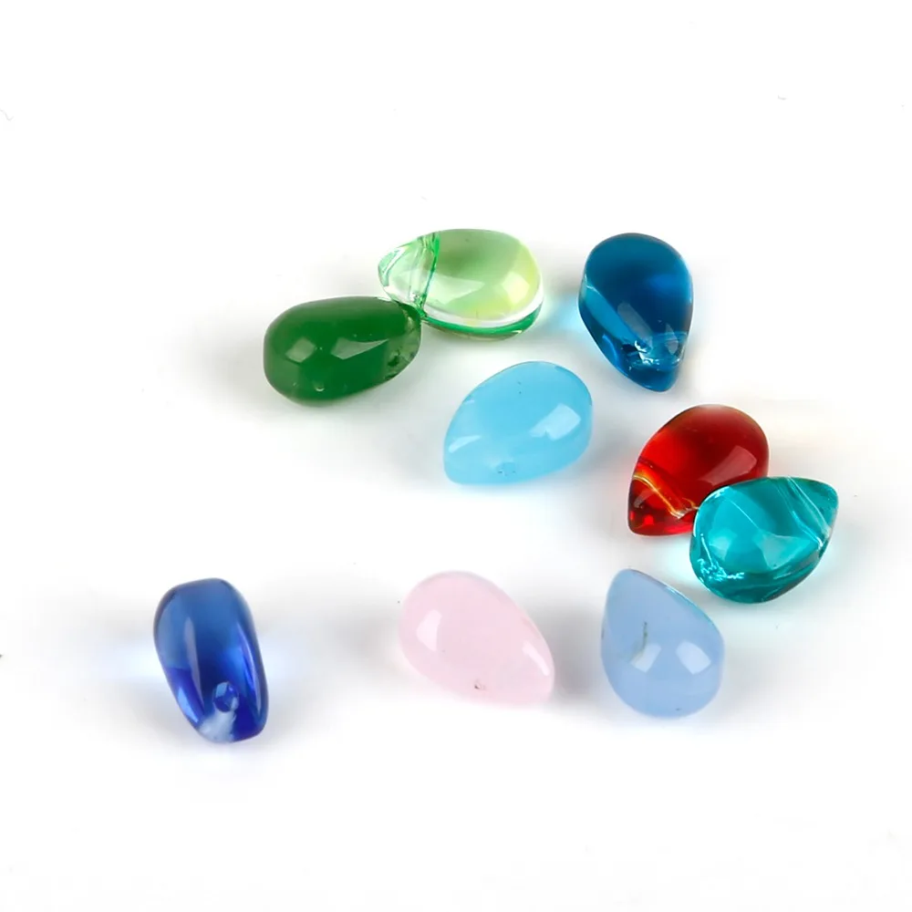 5PCS 6x9mm Teardrop Bead Czech Glass Beads For Jewelry Making Frosted