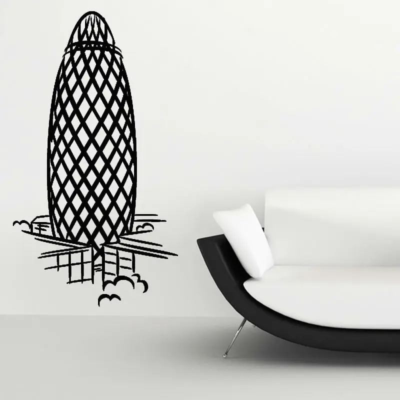 DCTOP Landmark The Gherkin настенная Съемная наклейка из ПВХ для гостиной дома декоративные