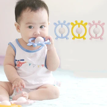 

Baby Animal Shape Teether Toddler Food Grade Silicone Teething Toys with Rattle Baby Musical Hand Grasping Appease Rattle Toy