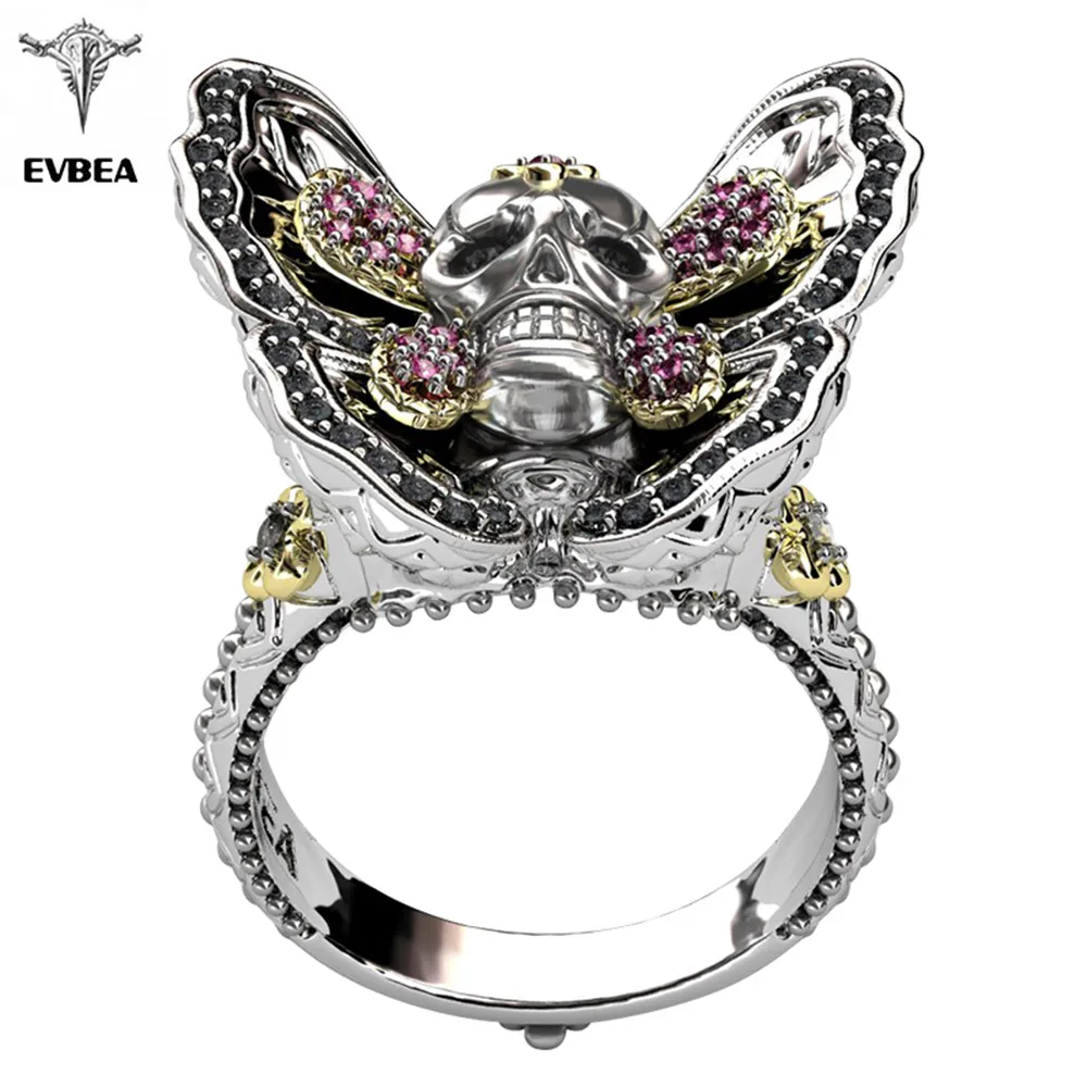 Fashion Gothic Style Butterfly Skull Ring for Men And ...