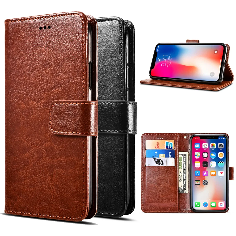 Luxury Vintage PU Leather Flip Cover For iPhone X XS Max/XR 6 6s 7 8 Case Wallet Kickstand Card Pocket Mobile Phone Bags Fundas | Мобильные