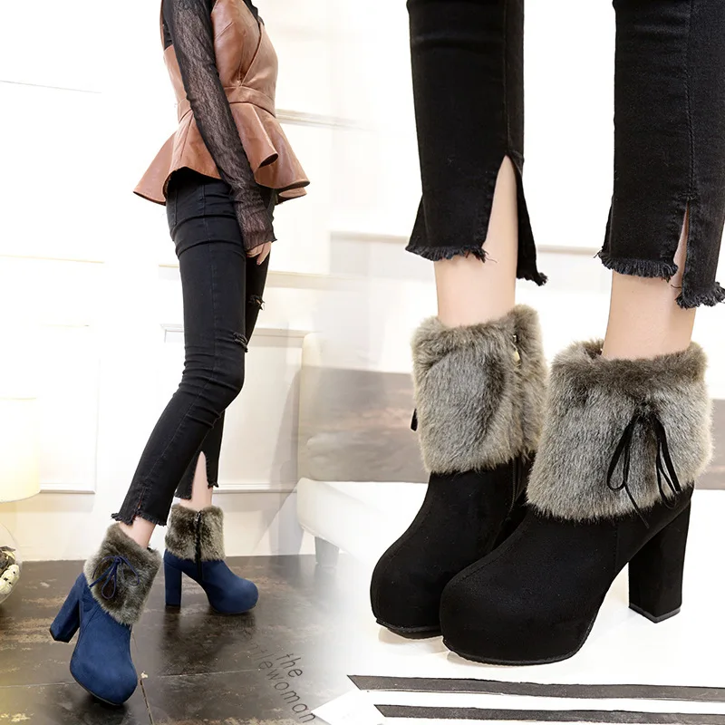 Peluche Fourrure Talon Plate Étanche Cheville Botte Spry Femme Bottes Femmes Chaussons Chaussures Talons 1 D'hiver Raquettes En 2018 2 forme zz7RpwqZ