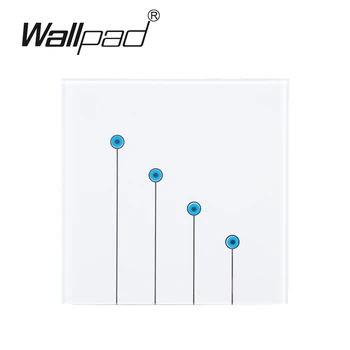 

White 4 gangs 1 way Tempered Glass light switch touch Free Customize LOGO LED touch light switches,Wallpad Free Shipping