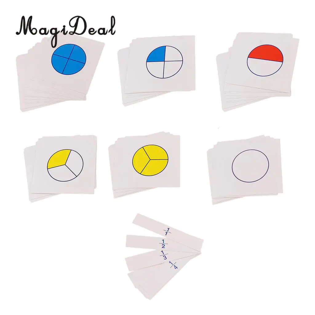 MagiDeal 1 Set Montessori Math Teaching Aids Kids Early Childhood Education Digital Fraction Card for Learning Mathematics Toy