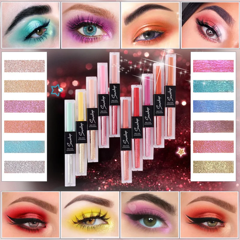 

SMAKUP Double Liquid Eye Shadow Brightening Eye Shadow Long-lasting Matte And Shimmer Eye Shadow Diamond Pearlescent Eye Makeup