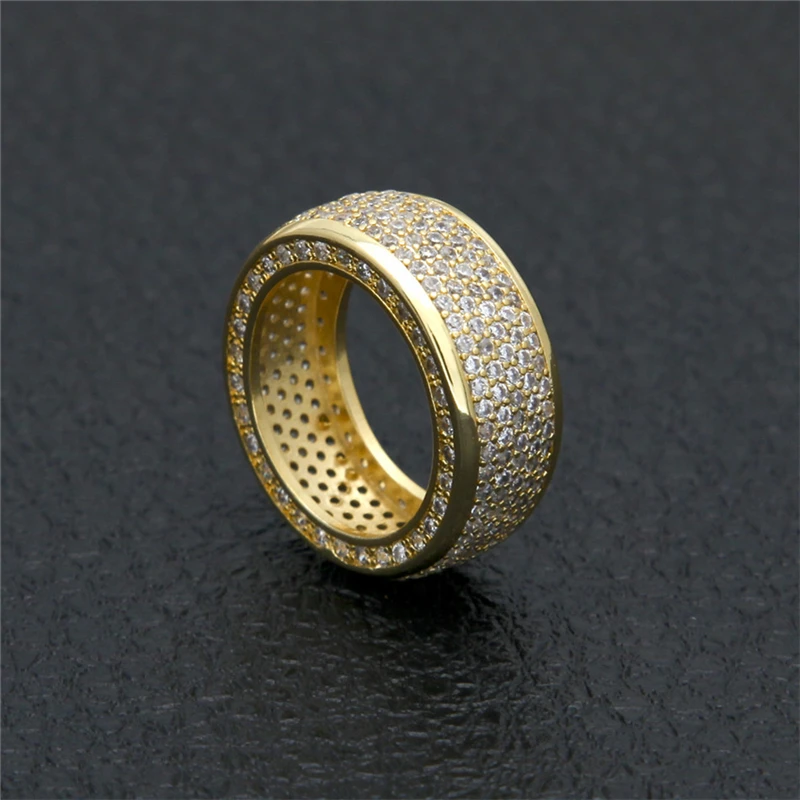 Micro-Pave LAB CZ Deluxe14K Gold Plated Hip Hop Sz 6-12 Men Women Ring #001 