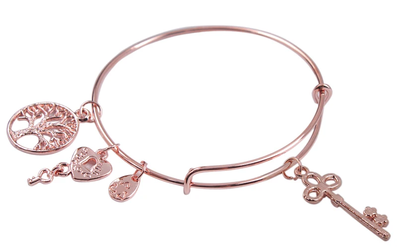 

5PCS Fashion Rose Gold Color Plate Expandable Wire Bracelet Bangle