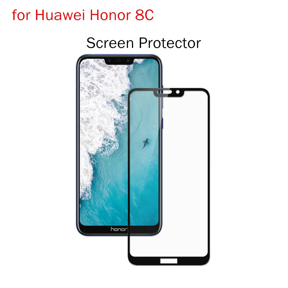 Для huawei Honor 8C протектор экрана из закаленного стекла Черная защитная пленка