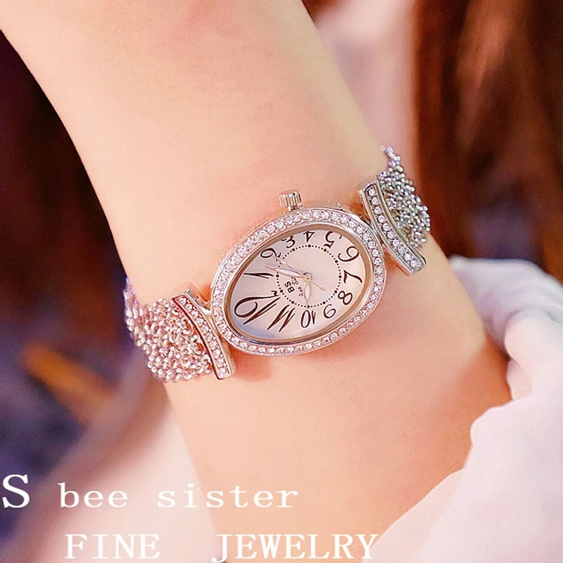 Горячие новые модные овальные женские часы маленькие женские топ брендовые роскошные женские часы Кварцевые водонепроницаемые алмазные Наручные часы для женщин со стразами