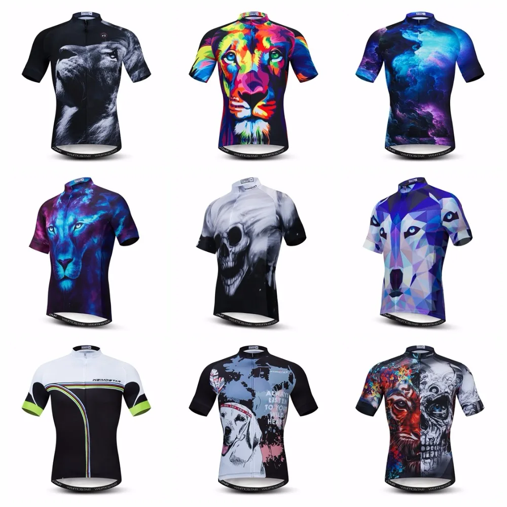 buy 2019 3D Cycling Jersey Men Bike Jerseys Racing Bicycle Tops Team Ropa Ciclismo mtb Mountain Shirt short sleeve wolf cycle jersey