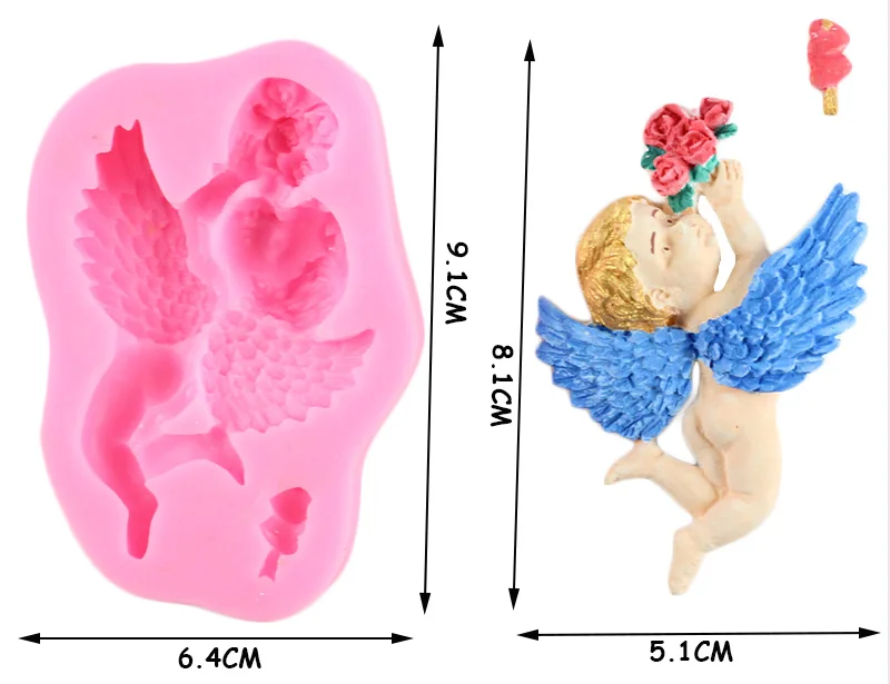 Ангел детские силиконовые формы Шоколадные помадные формы вечерние DIY украшения торта инструменты Конфеты Смолы глины формы Полимерная глина мыло плесень