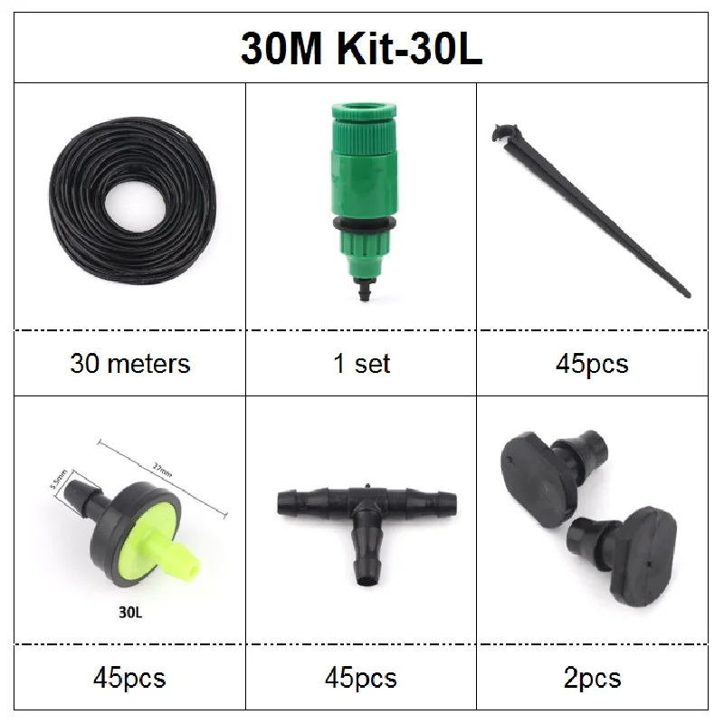 NuoNuoWell 10 м 20 м 30 м садовый точечный полив система автоматический полив набор капельного распыления поливные капельницы комплект для полива - Цвет: 30m kit-30L