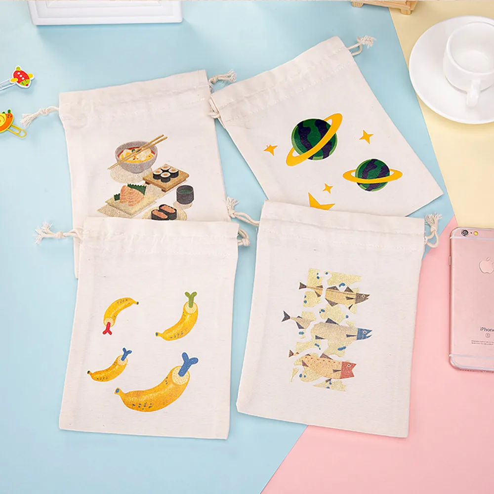 

pocket modisv Fresh Cartoon trousse maquillage femme Printing Linen Drawstring Travel Backpack Packet Mochila feminina0.8