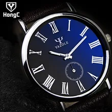 HongC Mens Watches Top Brand Luxury Leather Strap Watch Men QuartzWatch clock men Fashion Military Casual