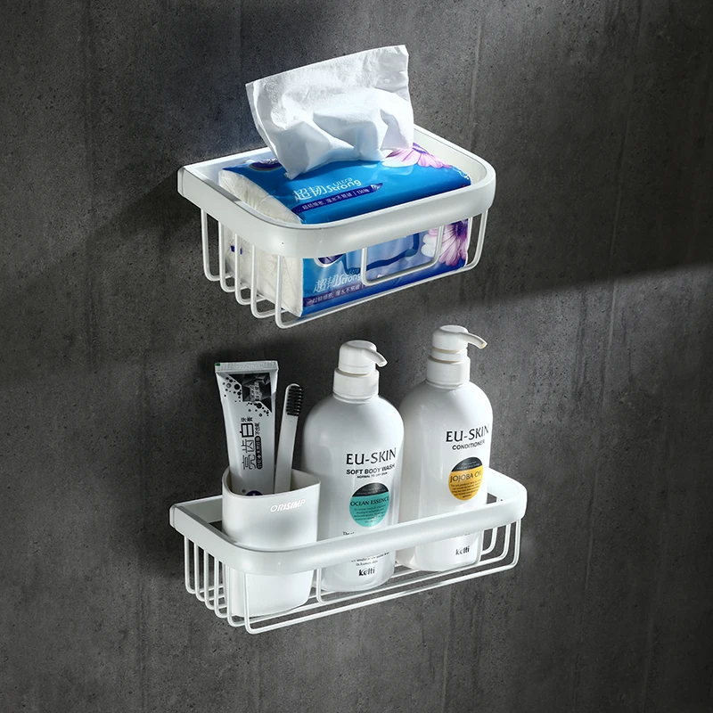 

Square Bathroom Shelf Aluminum White Shower Shampoo Soap Holder Bathroom Shelf Bathroom Accessory Storage Organizer Rack Holder