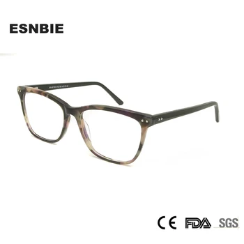

ESNBIE Original Acetate Eye Glasses Frames for Women Brand Design Square Hyperopia Myopia Glasses Men Monturas De Lentes Hombre