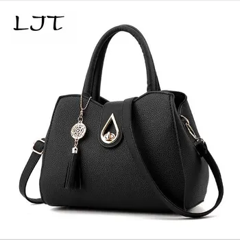 

LJT 2019 New PU Leather Women Shoulder Bag Classic Elegance Female Messenger Bags Lady's Luxury Handbag with Tassel Pendant Sac