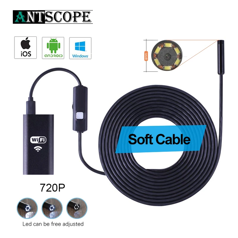 

Wifi Endoscope Camera 8mm 2.0MP IOS Android HD 720P Soft Cable Mini Camera Borescope Pipe Camera Snake Camera Car Inspection 19