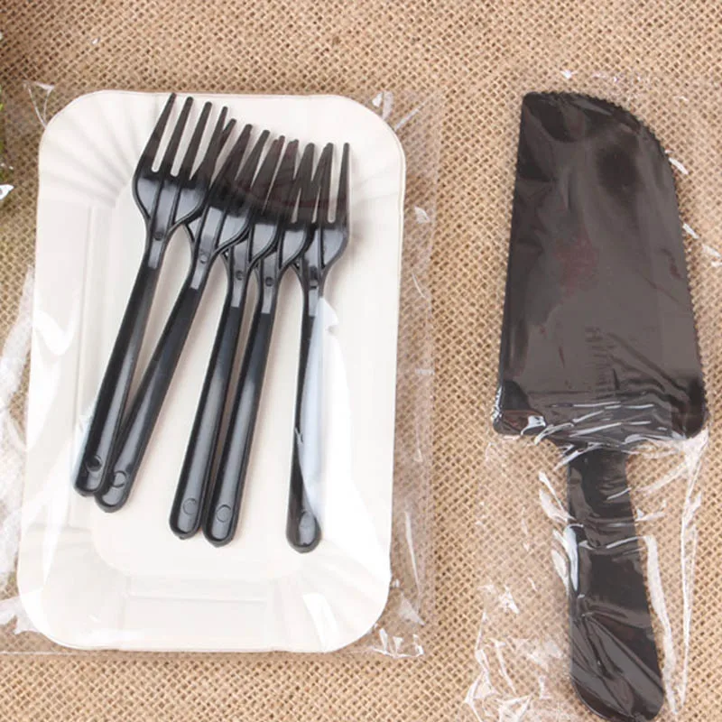 Buy 1 Set Birthday Cake Cutlery Tray Party Tableware