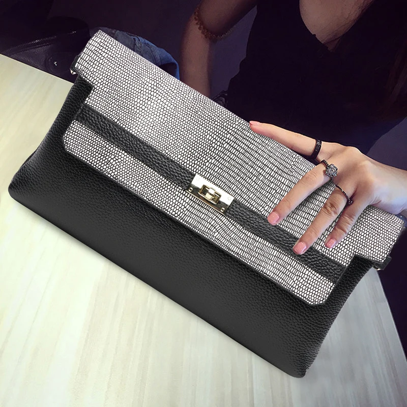 Women Cowhide Genuine Leather Day Clutches Long Wallet Female Hand Bag