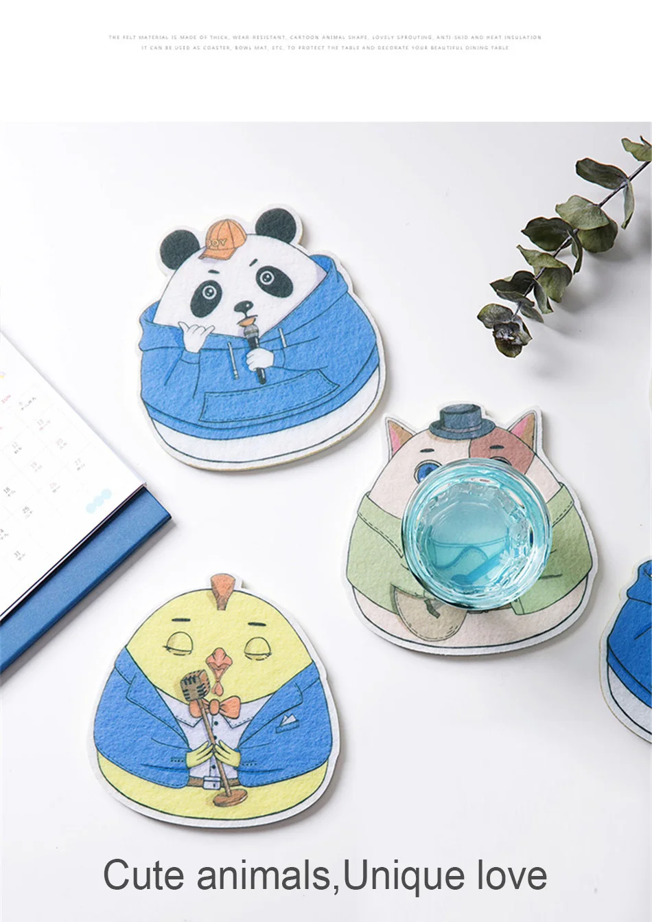 Felt Cartoon Creative Cute Coaster Coffee Tea Cup Mug Drink Glass Pads Insulation Waterproof Desktop Non-slip Mat Kitchen Decor  (6)