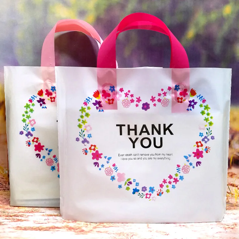 50 шт. прекрасный спасибо Подарочный пакет утолщаются пластиковые Свадебная вечеринка любимые пакеты