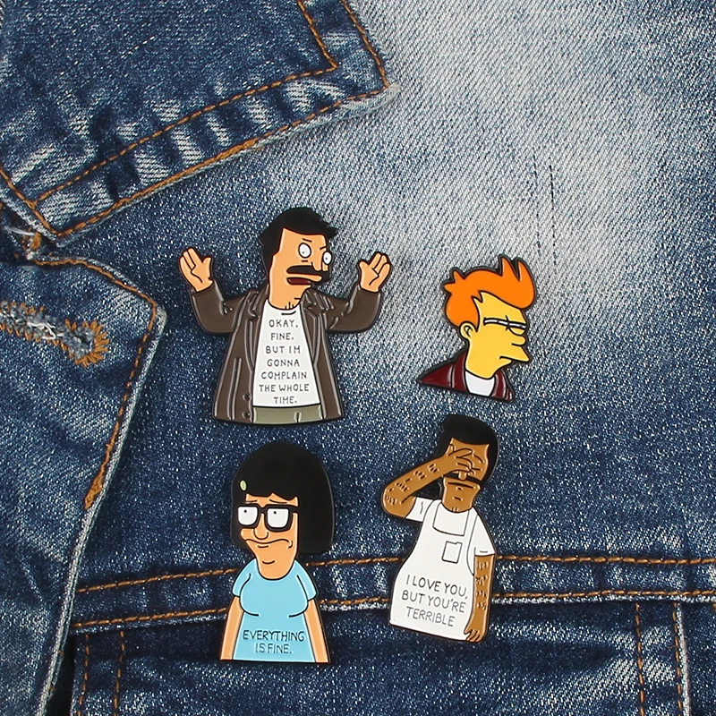 

Bob's Burgers Enamel pin Bob Tina Cartoon character high quality Brooches clothes pins Childhood jewelry gift for children