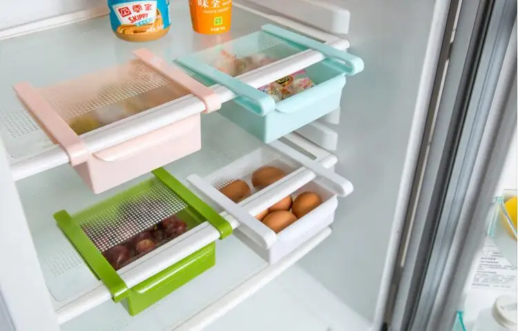 Мини ABS слайды для кухни Холодильник Морозильник Экономия пространства Организация еда фрукты коробка для хранения стеллаж Ванная Комната Полка Органайзер держатель