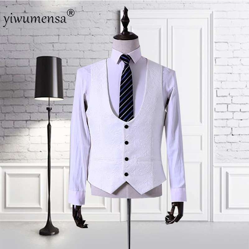 Yiwumensa печатных жилет мужчин белый жилет для мужчин заказ Англии Стиль Homens Блейзер жилет Homme костюм Вязаные Жилеты для женщин костюм